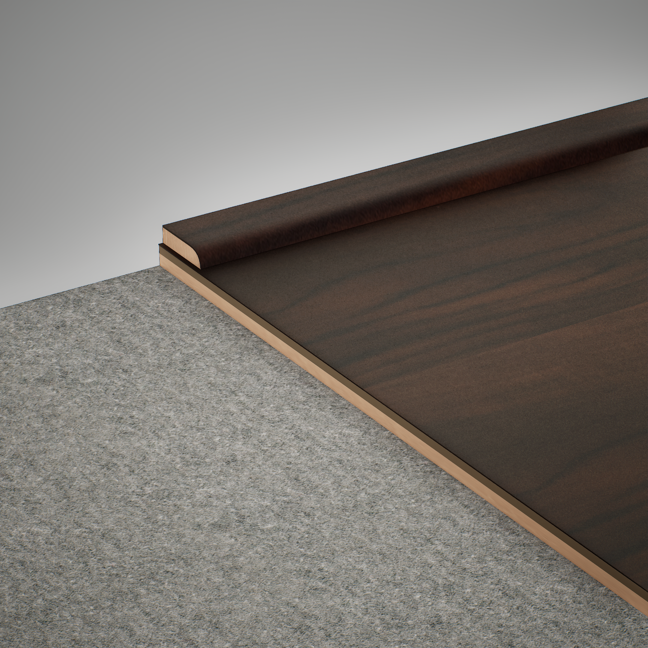 A close-up of a MDF Corner Beading Profile Aristo Premium PM 00355 C | 8 ft x 25 mm x 12 mm | Compatible for Laminate Wood Floor LF 00254 available at Material Depot in Bangalore