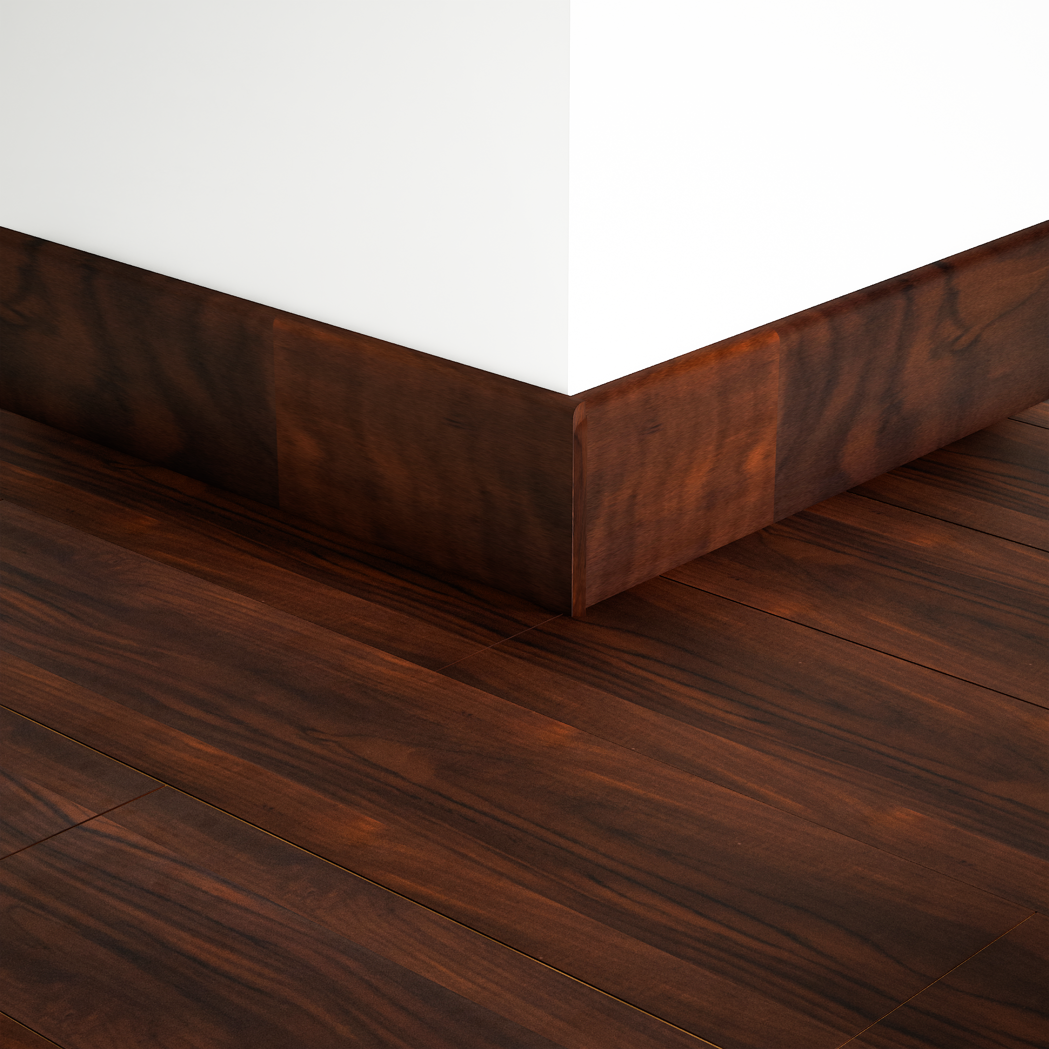 A close-up of a MDF Skirting Aristo Premium PM 00355 E | 8 ft x 3 Inch | Compatible for Laminate Wood Floor LF 00254 available at Material Depot in Bangalore