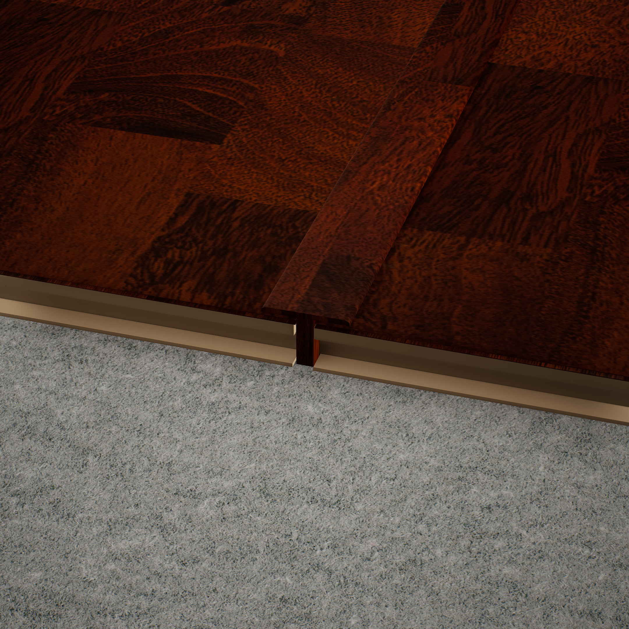 A close-up of a MDF T Profile Aristo PM 00358 Q | 8 ft x 25 mm x 12 mm | Compatible for Laminate Wood Floor LF 00255 available at Material Depot in Bangalore