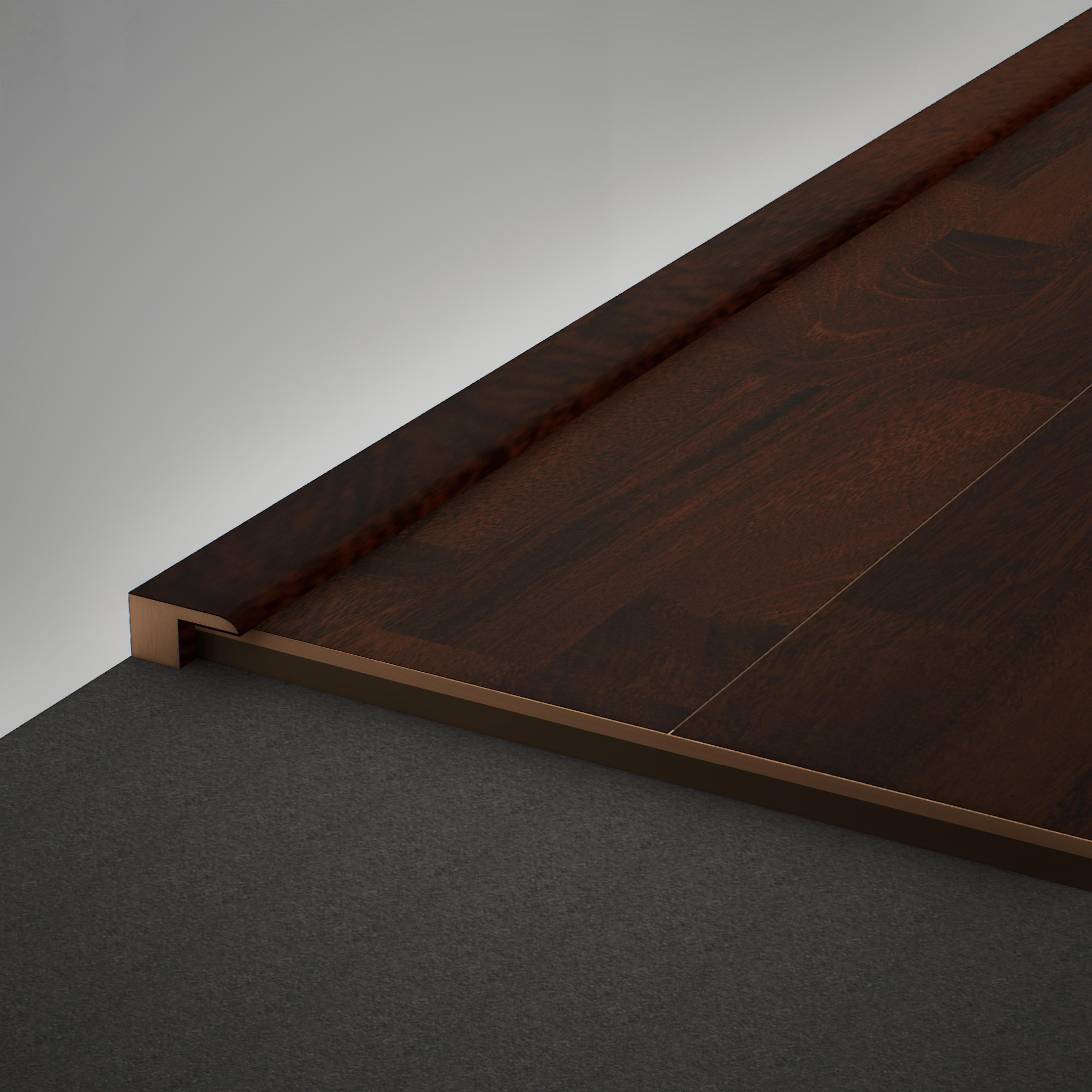 A close-up of a MDF Edge Profile Aristo PM 00358 U | 8 ft x 23 mm x 12 mm | Compatible for Laminate Wood Floor LF 00255 available at Material Depot in Bangalore