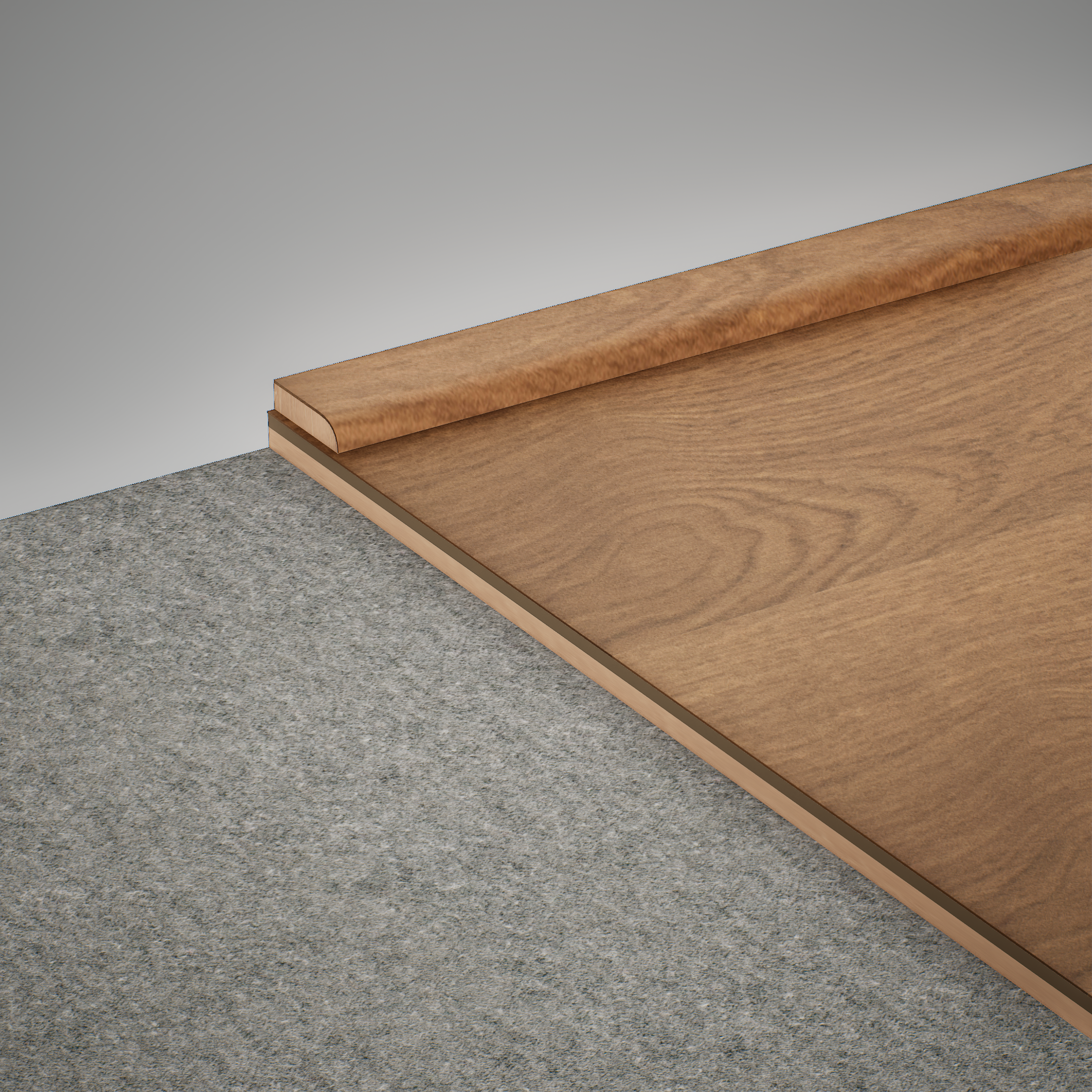 A close-up of a MDF Corner Beading Profile Aristo Premium PM 00368 B | 8 ft x 18 mm x 12 mm | Compatible for Laminate Wood Floor LF 00256 available at Material Depot in Bangalore