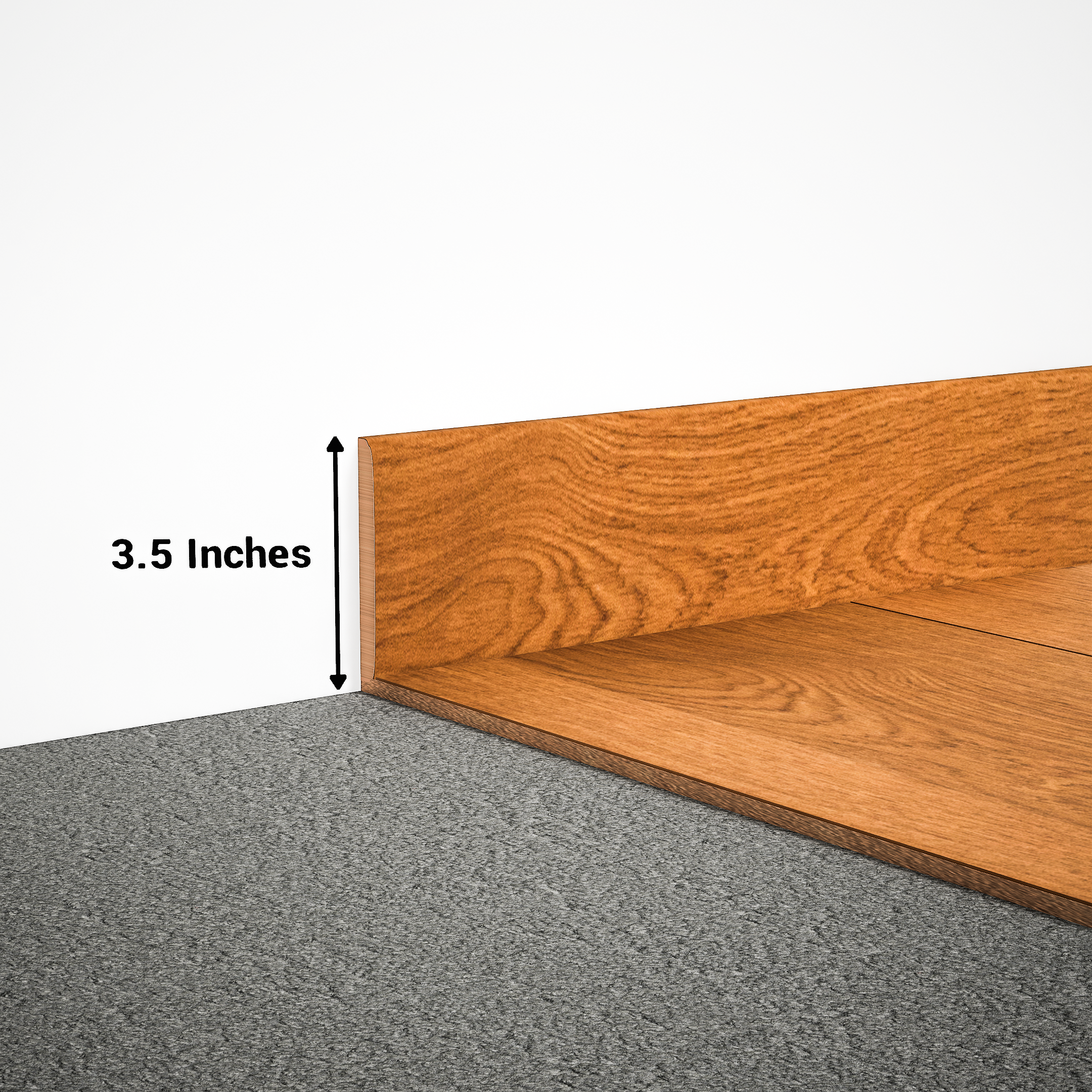 A close-up of a MDF Skirting Aristo Premium PM 00368 F | 8 ft x 3.5 Inch | Compatible for Laminate Wood Floor LF 00256 available at Material Depot in Bangalore