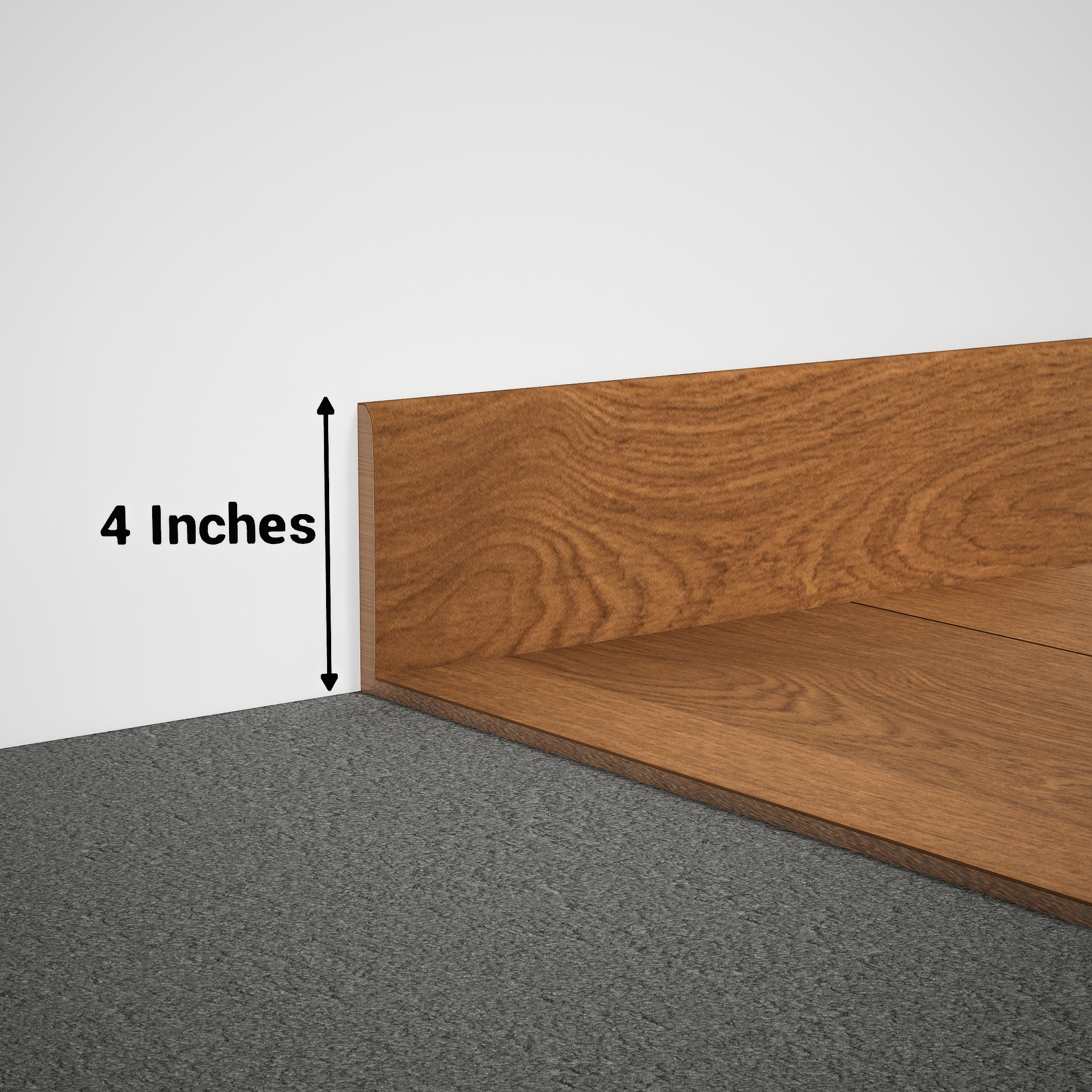 A close-up of a MDF Skirting Aristo Premium PM 00368 G | 8 ft x 4 Inch | Compatible for Laminate Wood Floor LF 00256 available at Material Depot in Bangalore