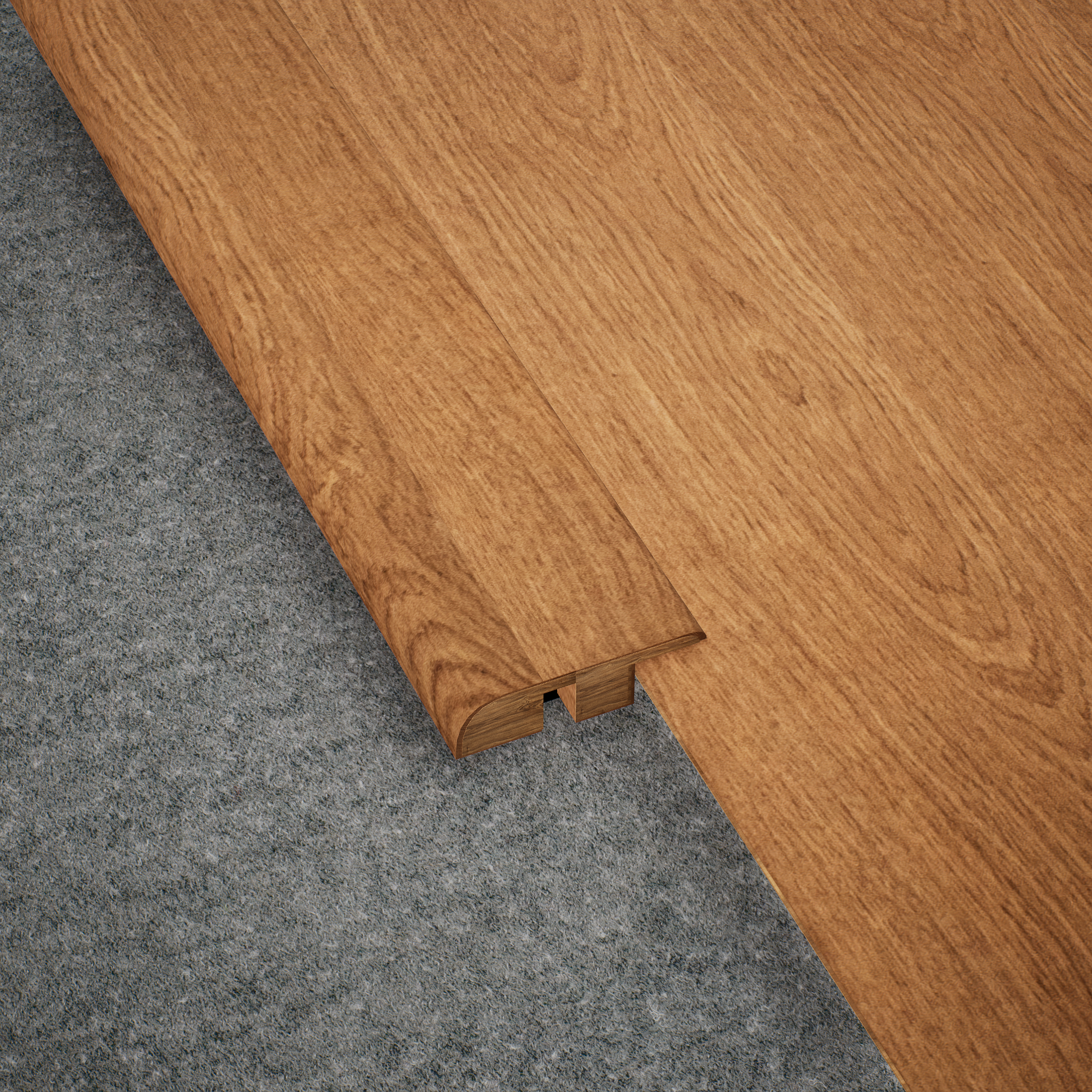 A close-up of a MDF Reducer R Profile Aristo Premium PM 00368 H | 8 ft x 12 mm x 12 mm | Compatible for Laminate Wood Floor LF 00256 available at Material Depot in Bangalore