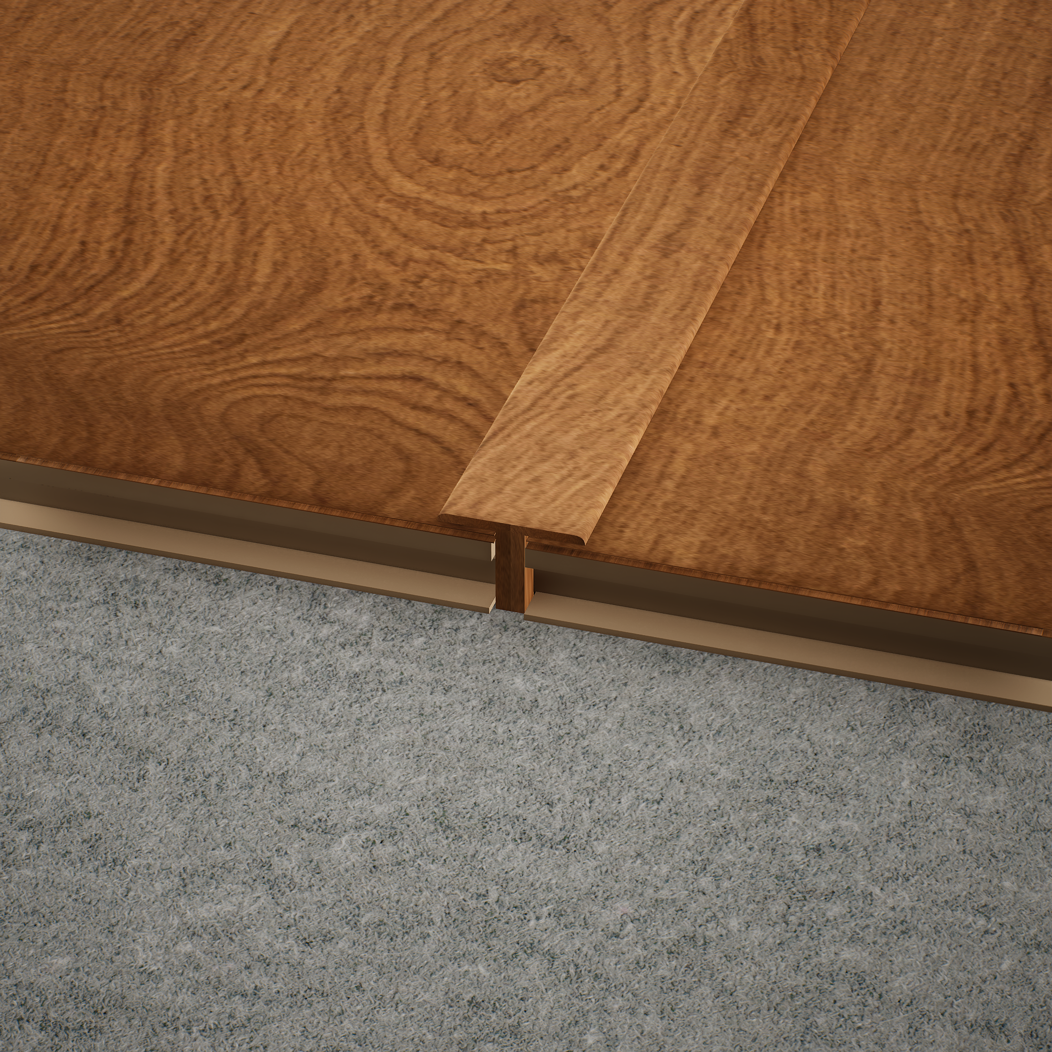 A close-up of a MDF T Profile Aristo Premium PM 00368 M | 8 ft x 12 mm x 12 mm | Compatible for Laminate Wood Floor LF 00256 available at Material Depot in Bangalore