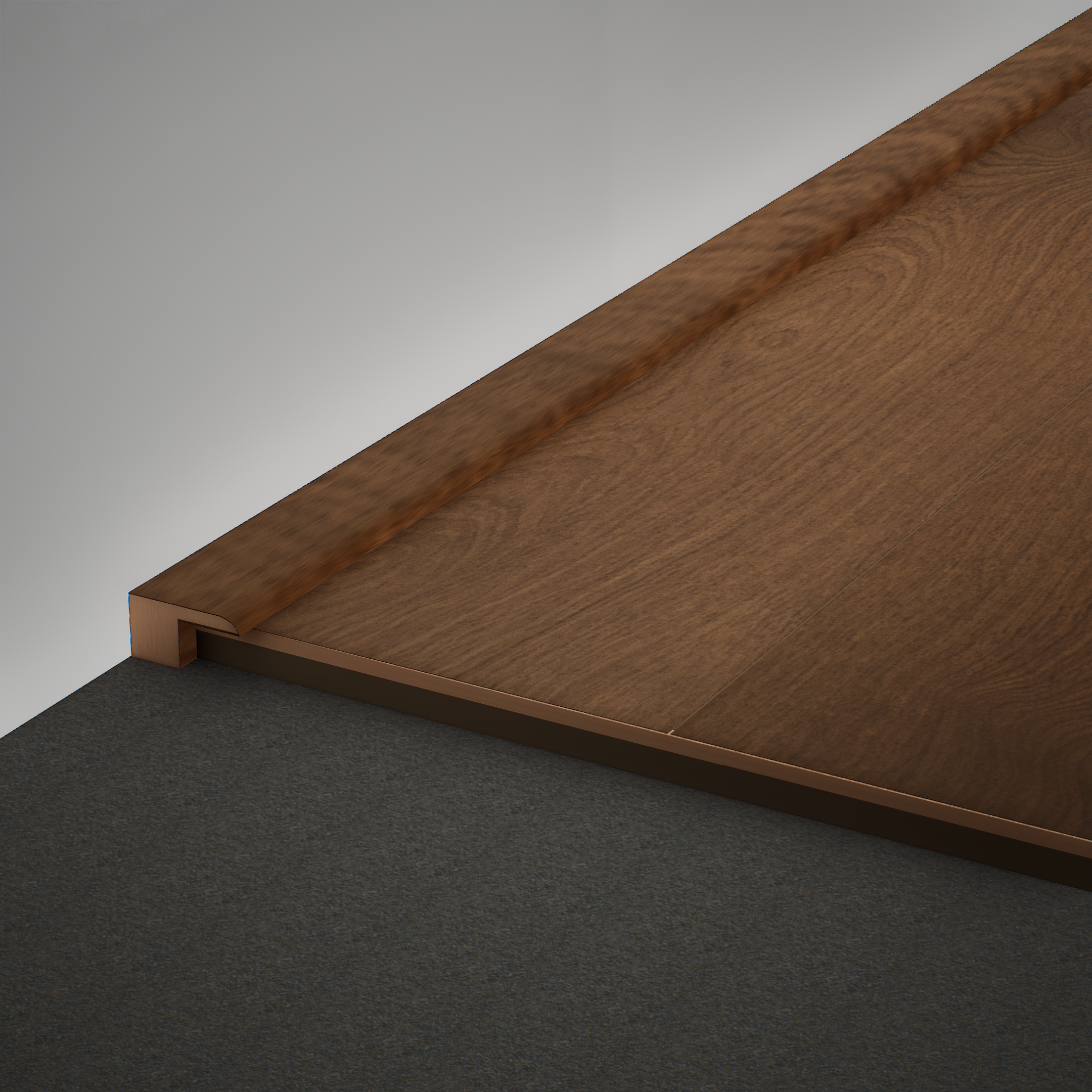 A close-up of a MDF Edge Profile Aristo Premium PM 00368 R | 8 ft x 12 mm x 12 mm | Compatible for Laminate Wood Floor LF 00256 available at Material Depot in Bangalore