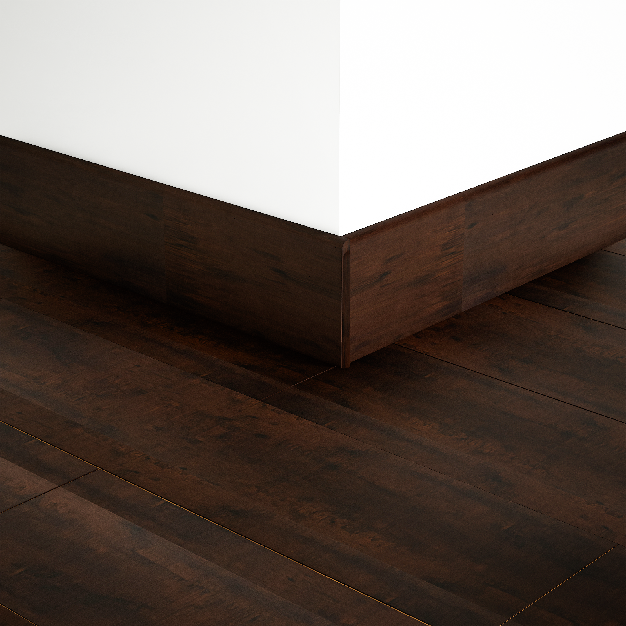 A close-up of a MDF Skirting Aristo PM 00357 D | 8 ft x 2.5 Inch | Compatible for Laminate Wood Floor LF 00257 available at Material Depot in Bangalore