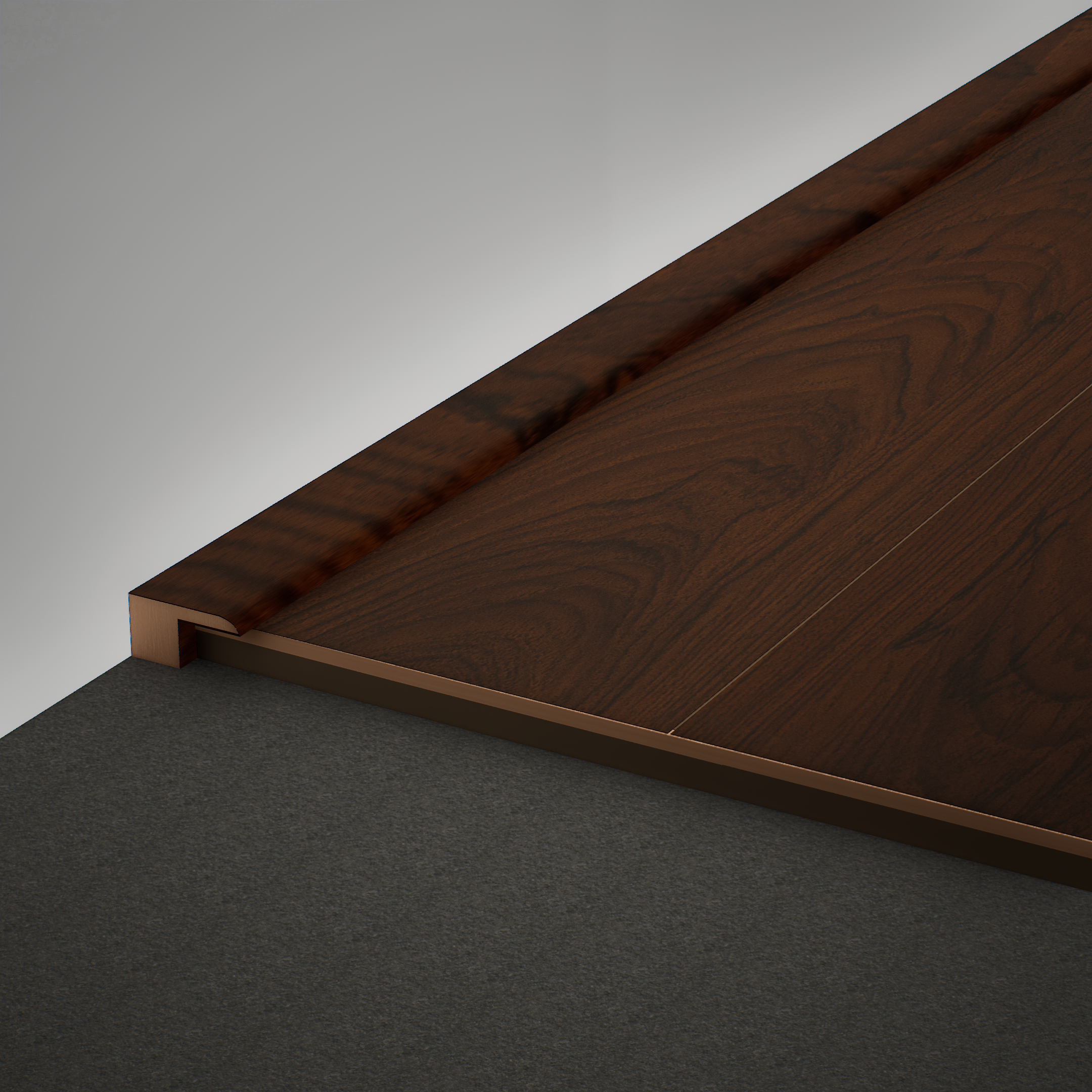 A close-up of a MDF Edge Profile Aristo PM 00359 R | 8 ft x 12 mm x 12 mm | Compatible for Laminate Wood Floor LF 00259 available at Material Depot in Bangalore