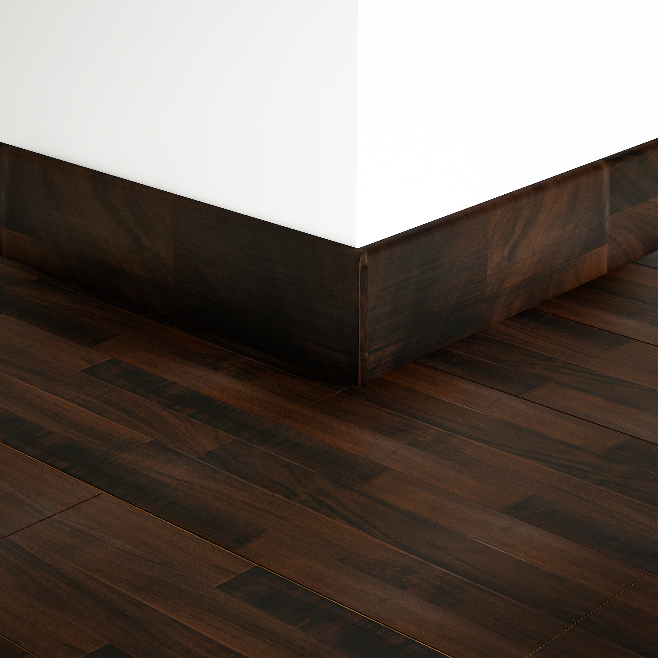 A close-up of a MDF Skirting Gleam PM 00387 D | 8 ft x 2.5 Inch | Compatible for Laminate Wood Floor LF 00264 available at Material Depot in Bangalore