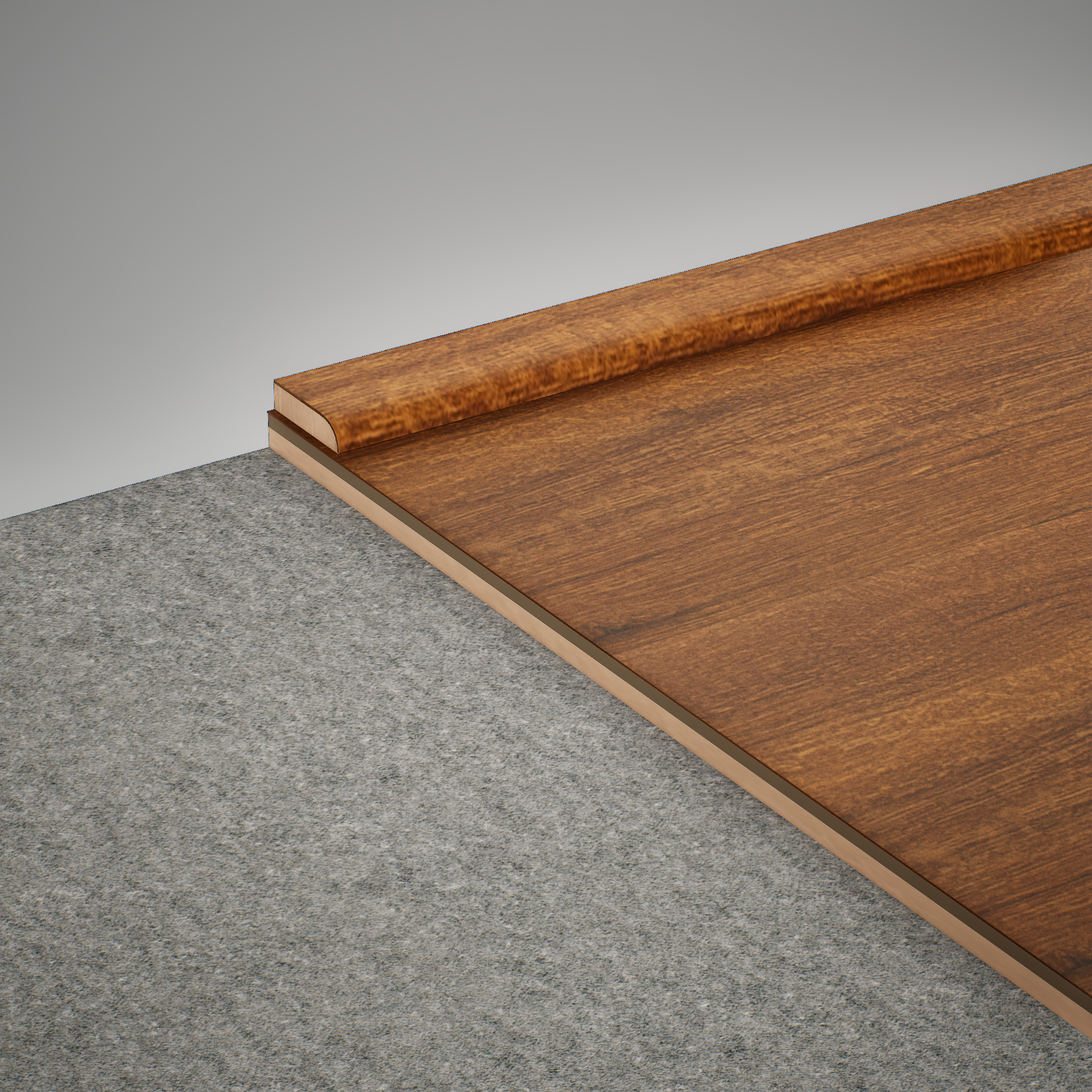 A close-up of a MDF Corner Beading Profile Heirloom PM 00348 C | 8 ft x 25 mm x 12 mm | Compatible for Laminate Wood Floor LF 00268 available at Material Depot in Bangalore