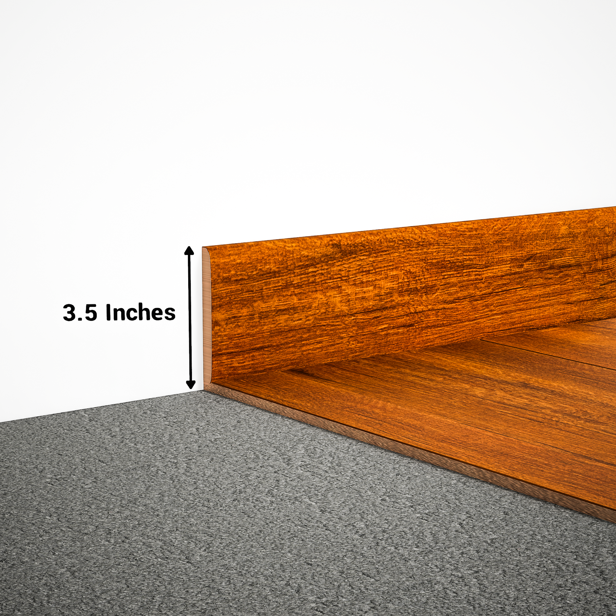 A close-up of a MDF Skirting Heirloom PM 00348 F | 8 ft x 3.5 Inch | Compatible for Laminate Wood Floor LF 00268 available at Material Depot in Bangalore