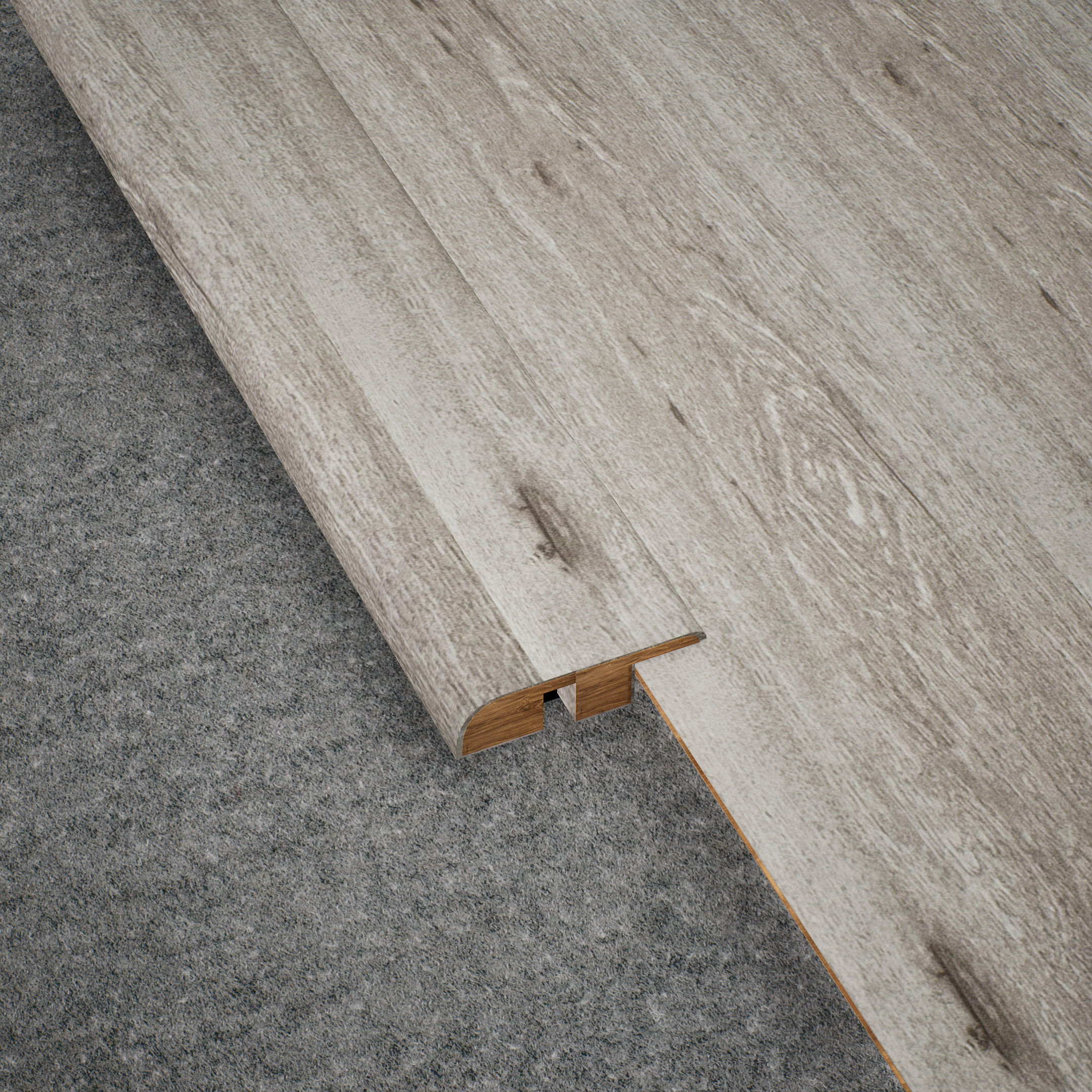 A close-up of a MDF Reducer R Profile Heirloom PM 00351 H | 8 ft x 12 mm x 12 mm | Compatible for Laminate Wood Floor LF 00270 available at Material Depot in Bangalore