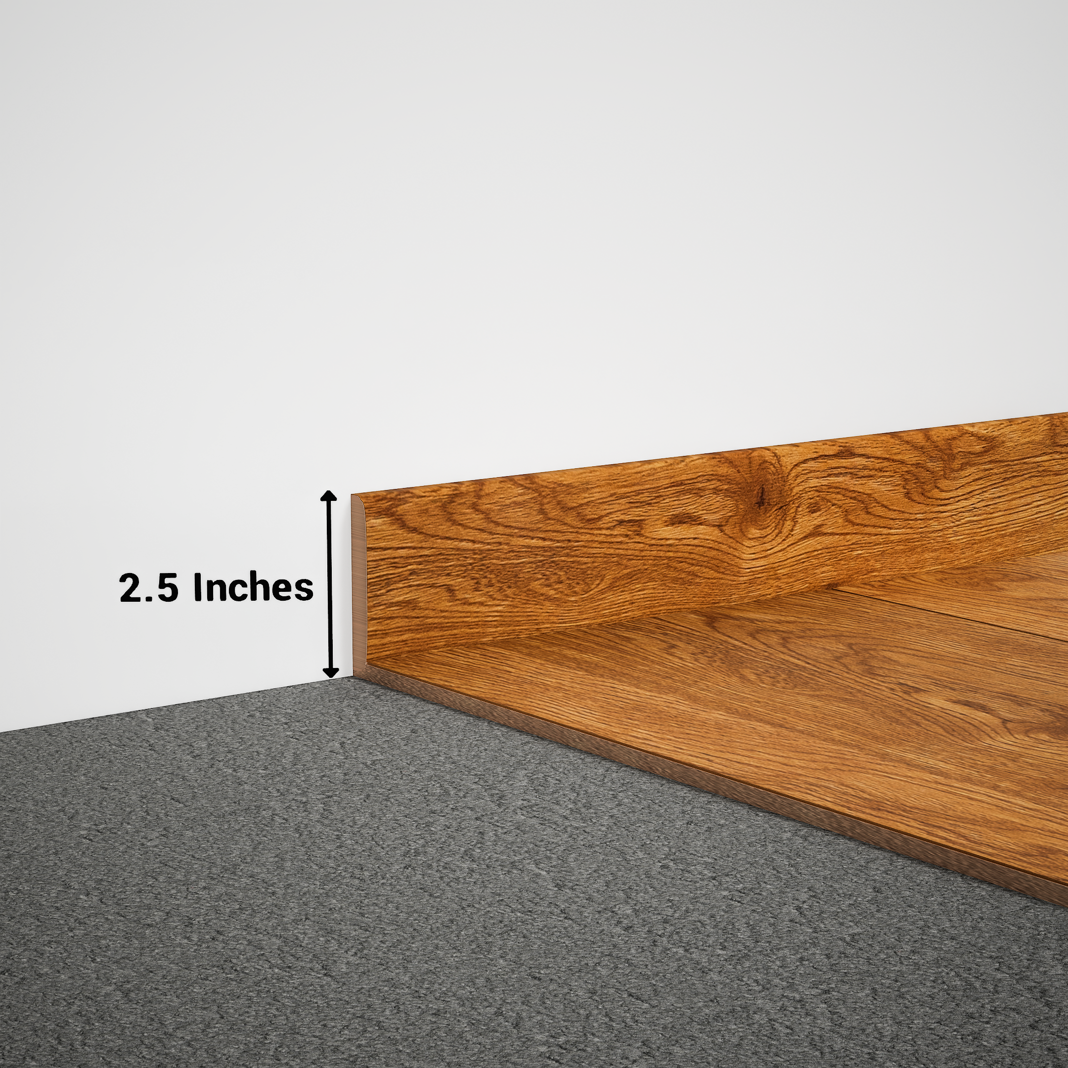 A close-up of a MDF Skirting Heirloom PM 00354 D | 8 ft x 2.5 Inch | Compatible for Laminate Wood Floor LF 00272 available at Material Depot in Bangalore