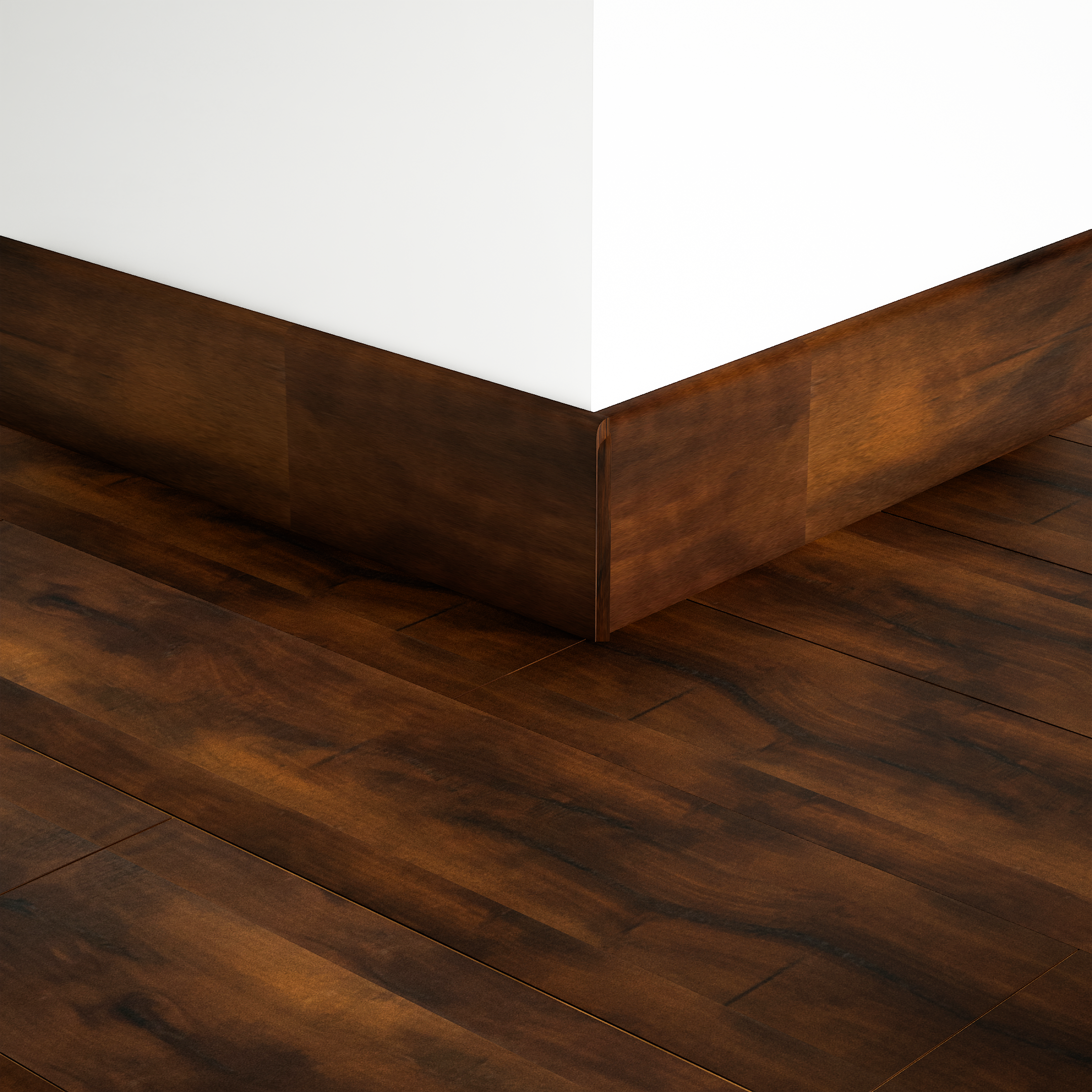 A close-up of a MDF Skirting Timberlux PM 00376 G | 8 ft x 4 Inch | Compatible for Laminate Wood Floor LF 00278 available at Material Depot in Bangalore