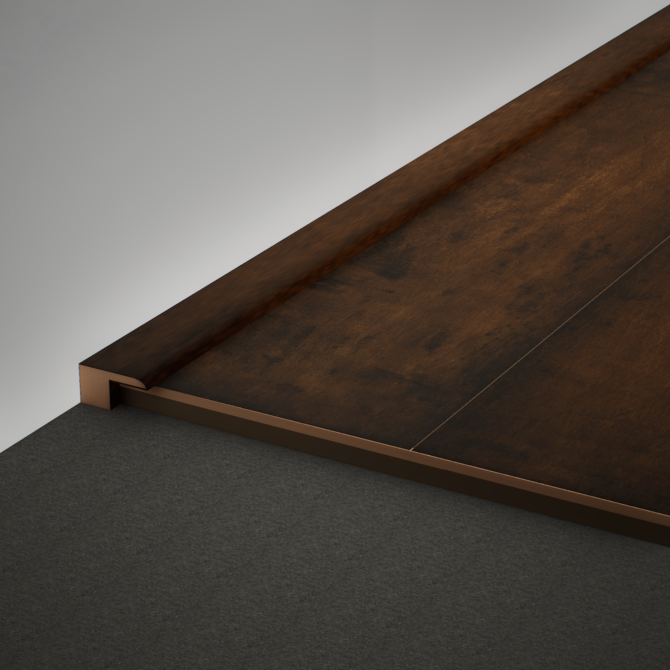 A close-up of a MDF Edge Profile Edge Flow PM 00377 R | 8 ft x 12 mm x 12 mm | Compatible for Laminate Wood Floor LF 00280 available at Material Depot in Bangalore