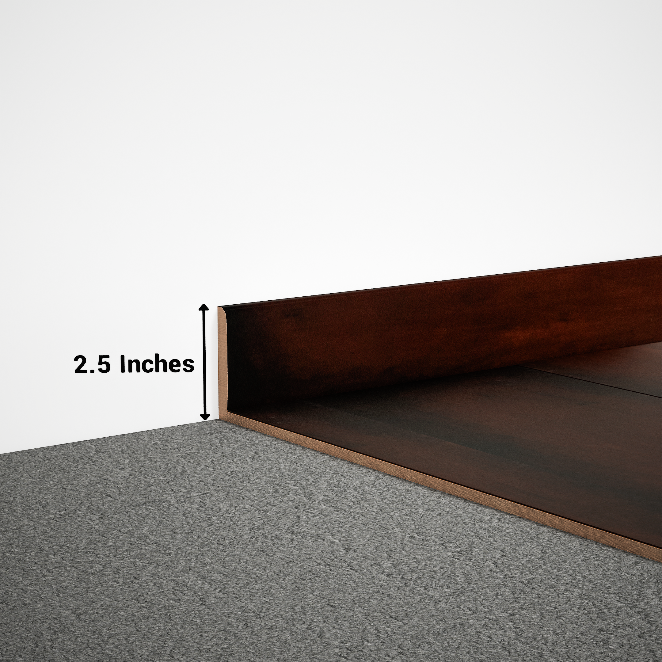 A close-up of a MDF Skirting Edge Flow PM 00378 D | 8 ft x 2.5 Inch | Compatible for Laminate Wood Floor LF 00281 available at Material Depot in Bangalore