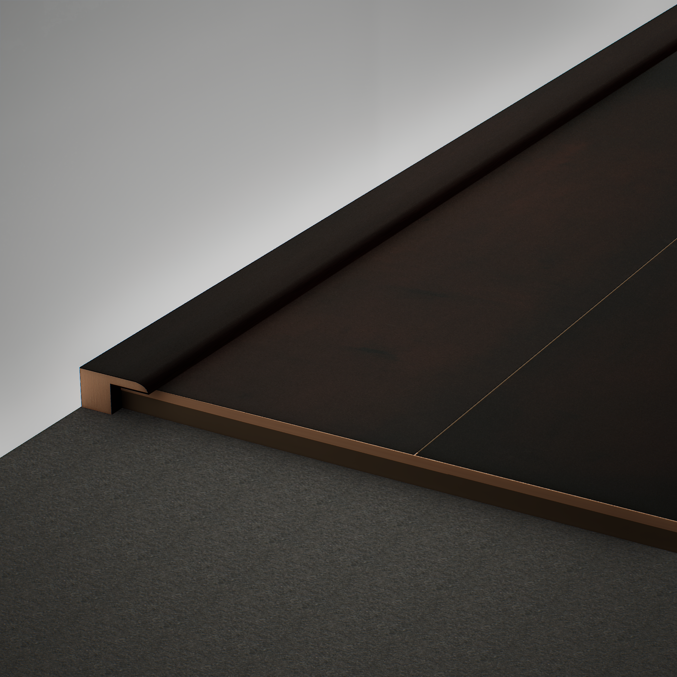 A close-up of a MDF Edge Profile Edge Flow PM 00378 R | 8 ft x 12 mm x 12 mm | Compatible for Laminate Wood Floor LF 00281 available at Material Depot in Bangalore