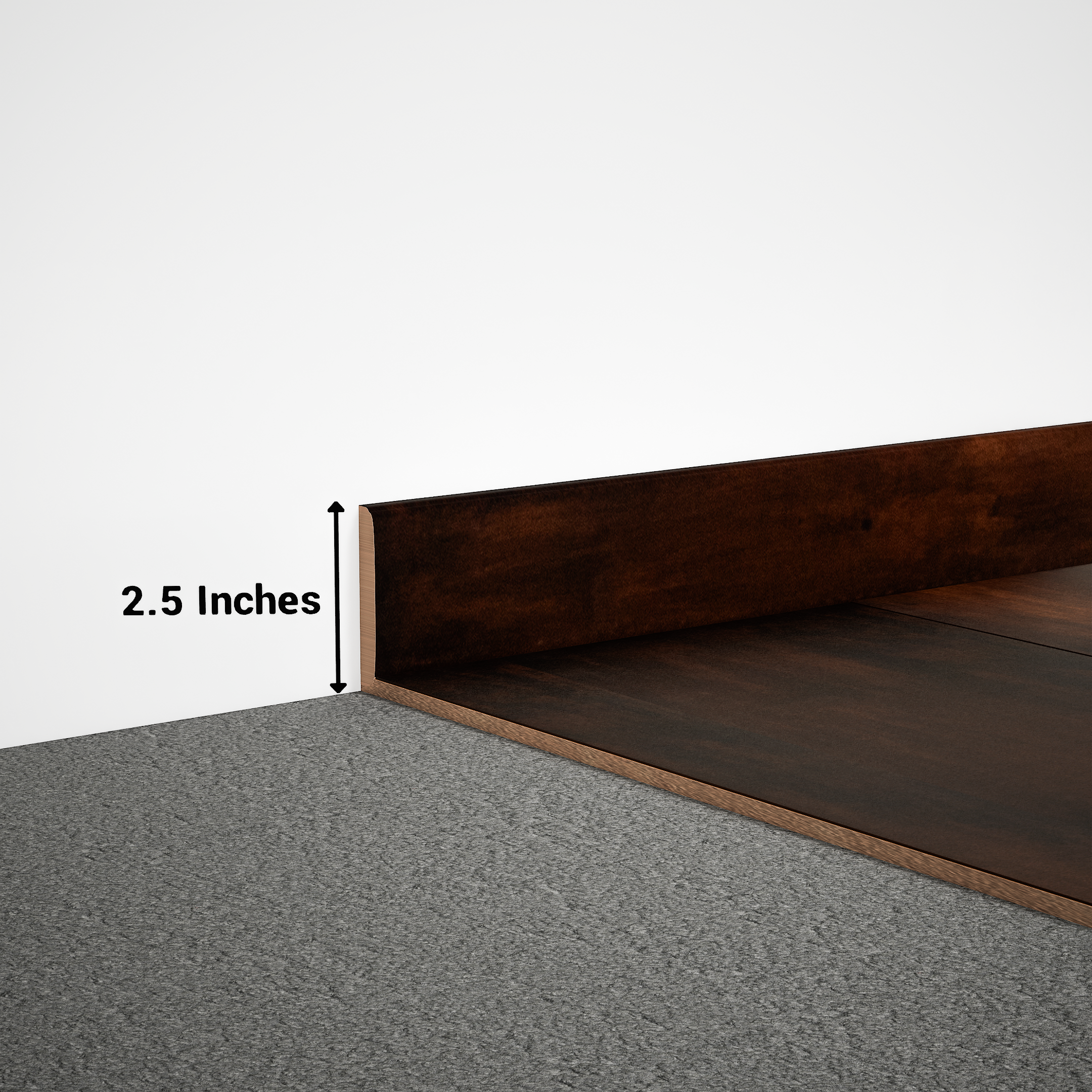 A close-up of a MDF Skirting Edge Flow PM 00380 D | 8 ft x 2.5 Inch | Compatible for Laminate Wood Floor LF 00282 available at Material Depot in Bangalore