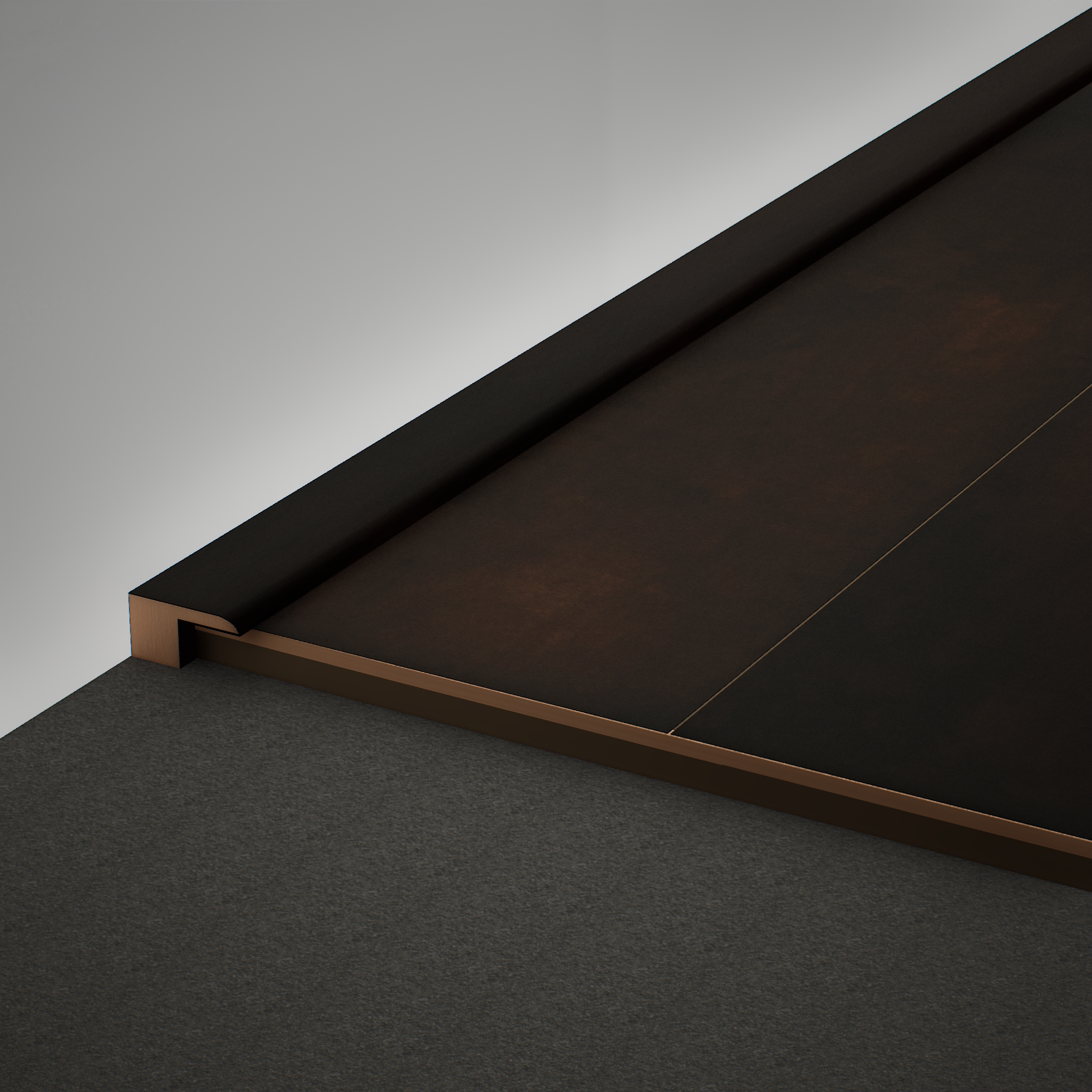 A close-up of a MDF Edge Profile Edge Flow PM 00380 R | 8 ft x 12 mm x 12 mm | Compatible for Laminate Wood Floor LF 00282 available at Material Depot in Bangalore