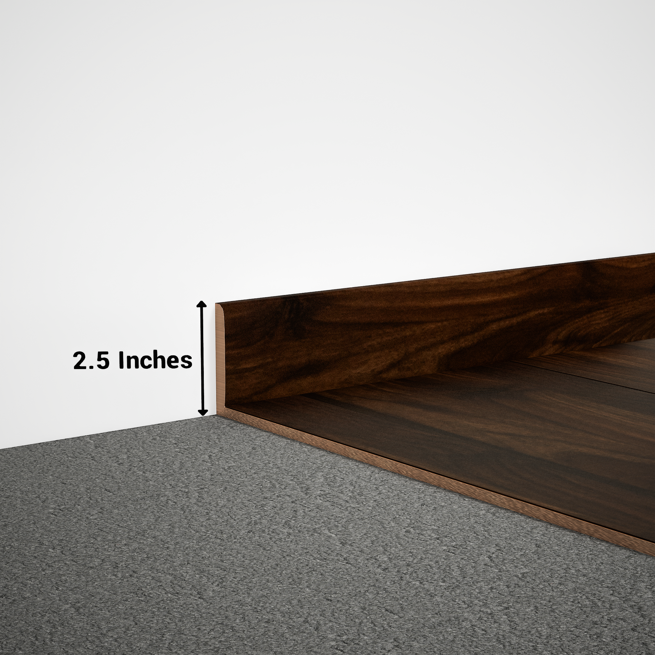 A close-up of a MDF Skirting Aqua Lock PM 00402 D | 8 ft x 2.5 Inch | Compatible for Laminate Wood Floor LF 00285 available at Material Depot in Bangalore