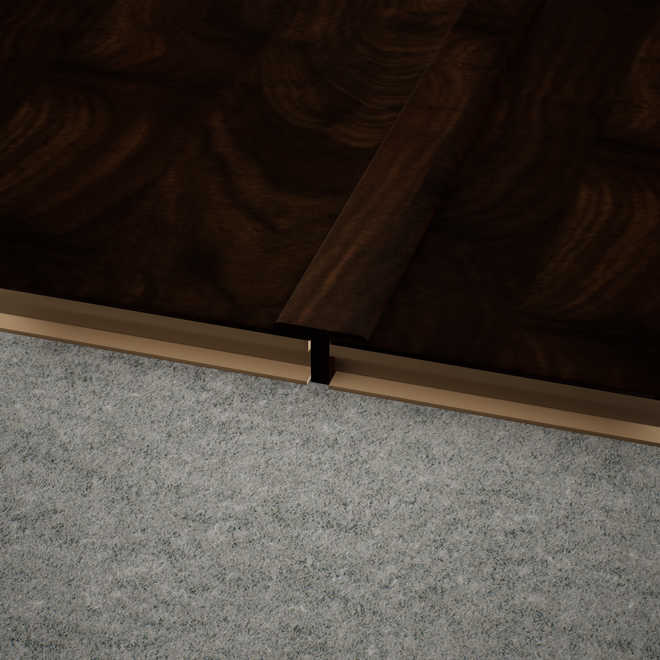 A close-up of a MDF T Profile Aqua Lock PM 00402 N | 8 ft x 16 mm x 12 mm | Compatible for Laminate Wood Floor LF 00285 available at Material Depot in Bangalore