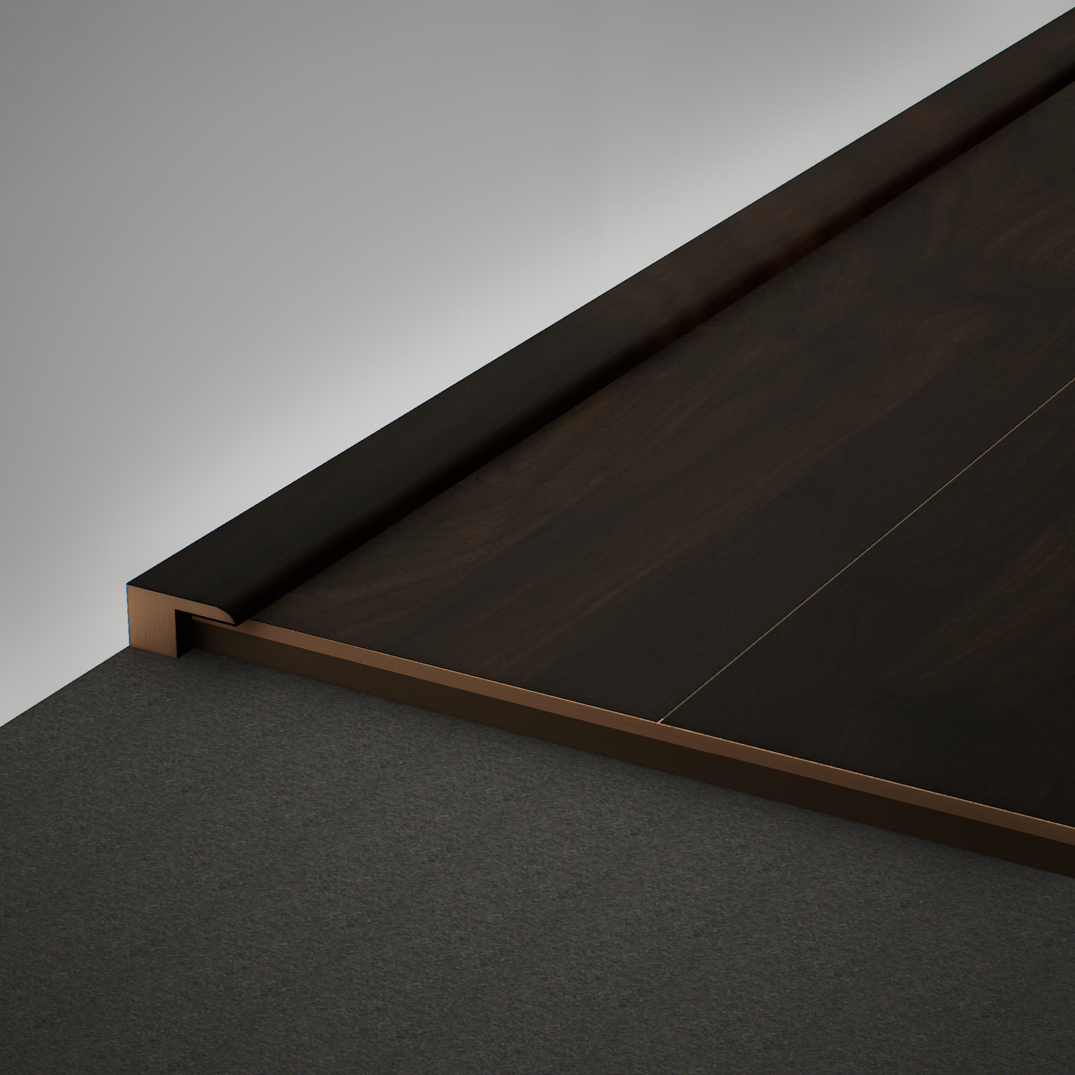 A close-up of a MDF Edge Profile Aqua Lock PM 00402 S | 8 ft x 16 mm x 12 mm | Compatible for Laminate Wood Floor LF 00285 available at Material Depot in Bangalore