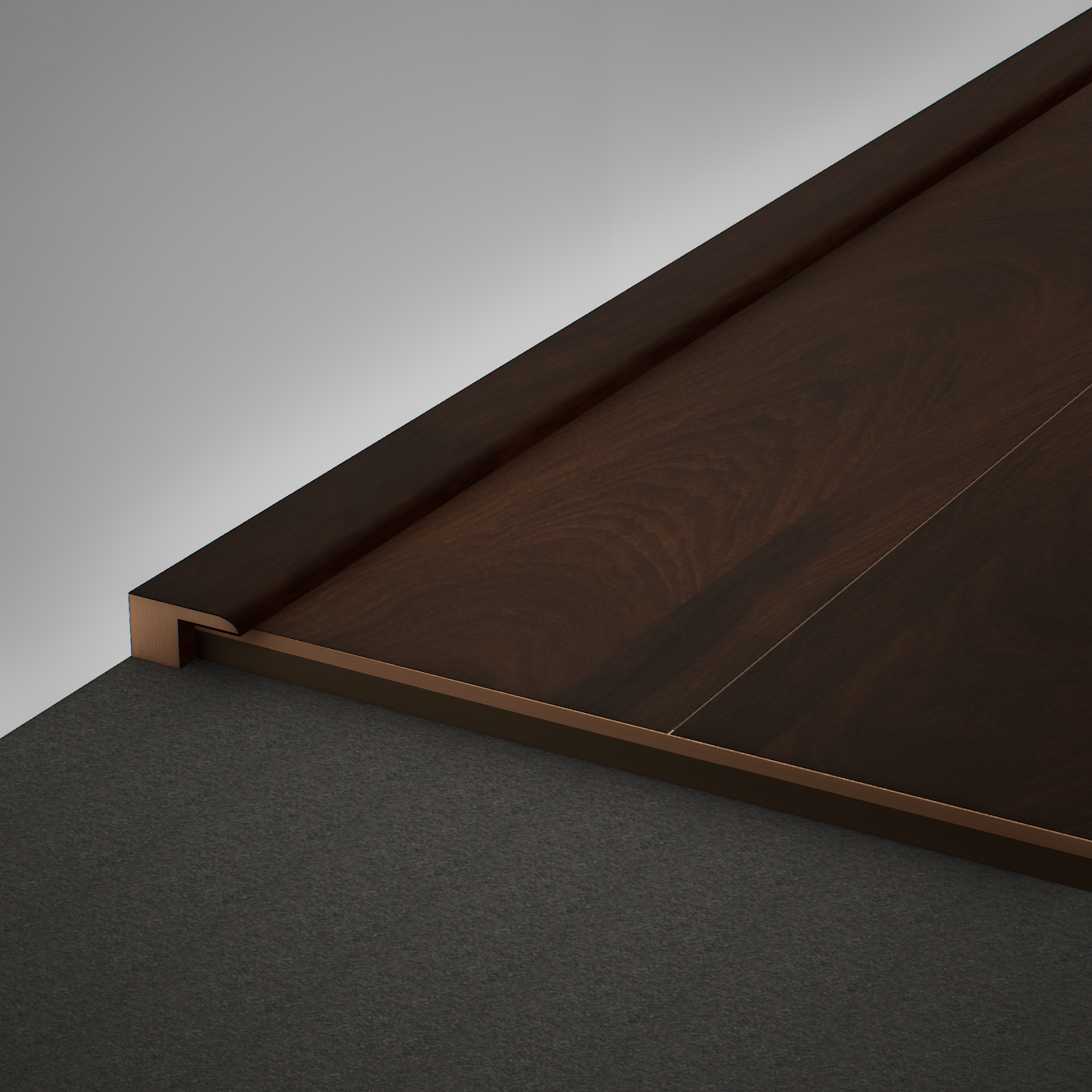 A close-up of a MDF Edge Profile Aqua Lock PM 00407 R | 8 ft x 12 mm x 12 mm | Compatible for Laminate Wood Floor LF 00290 available at Material Depot in Bangalore