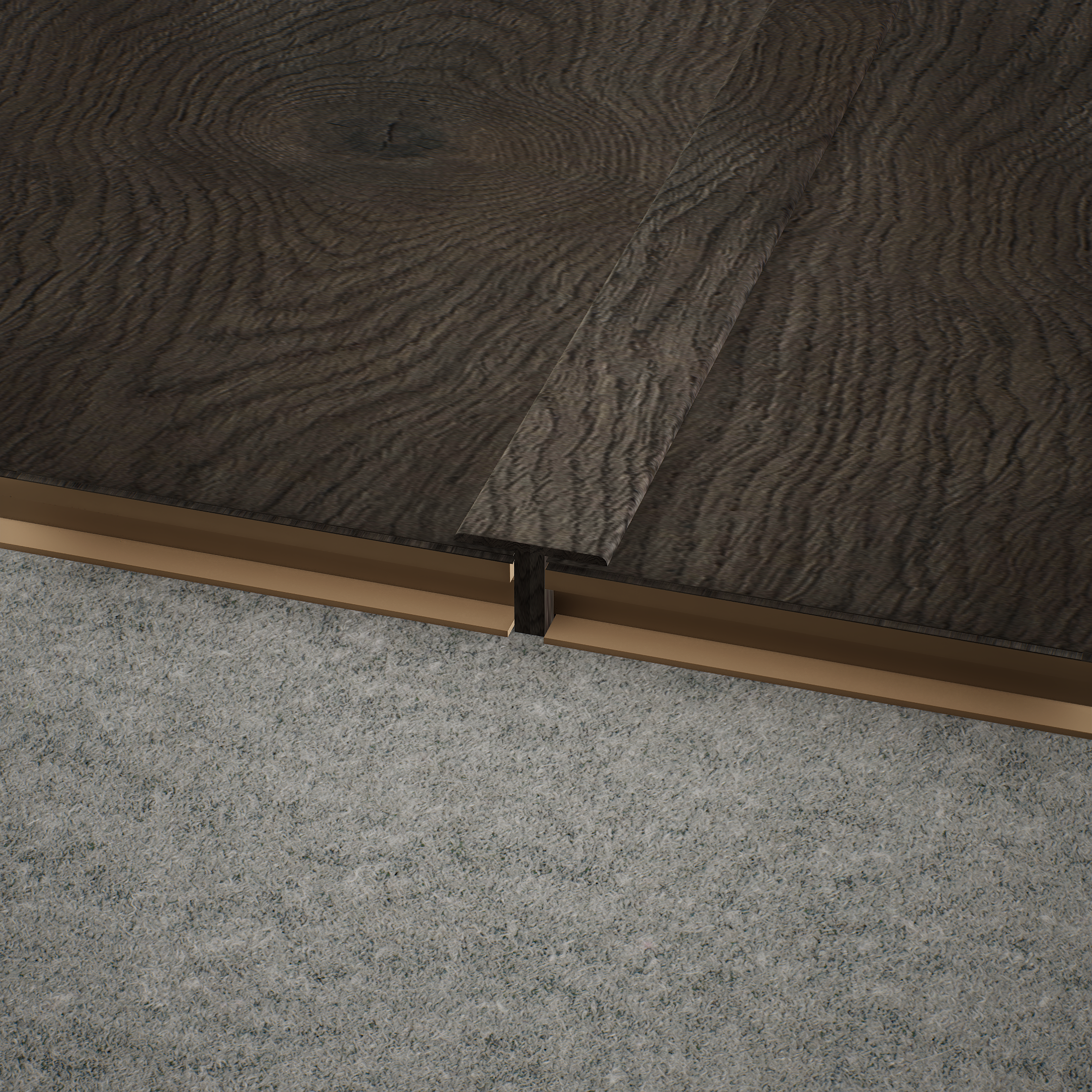 A close-up of a MDF T Profile Aqua Lock PM 00408 O | 8 ft x 18 mm x 12 mm | Compatible for Laminate Wood Floor LF 00291 available at Material Depot in Bangalore