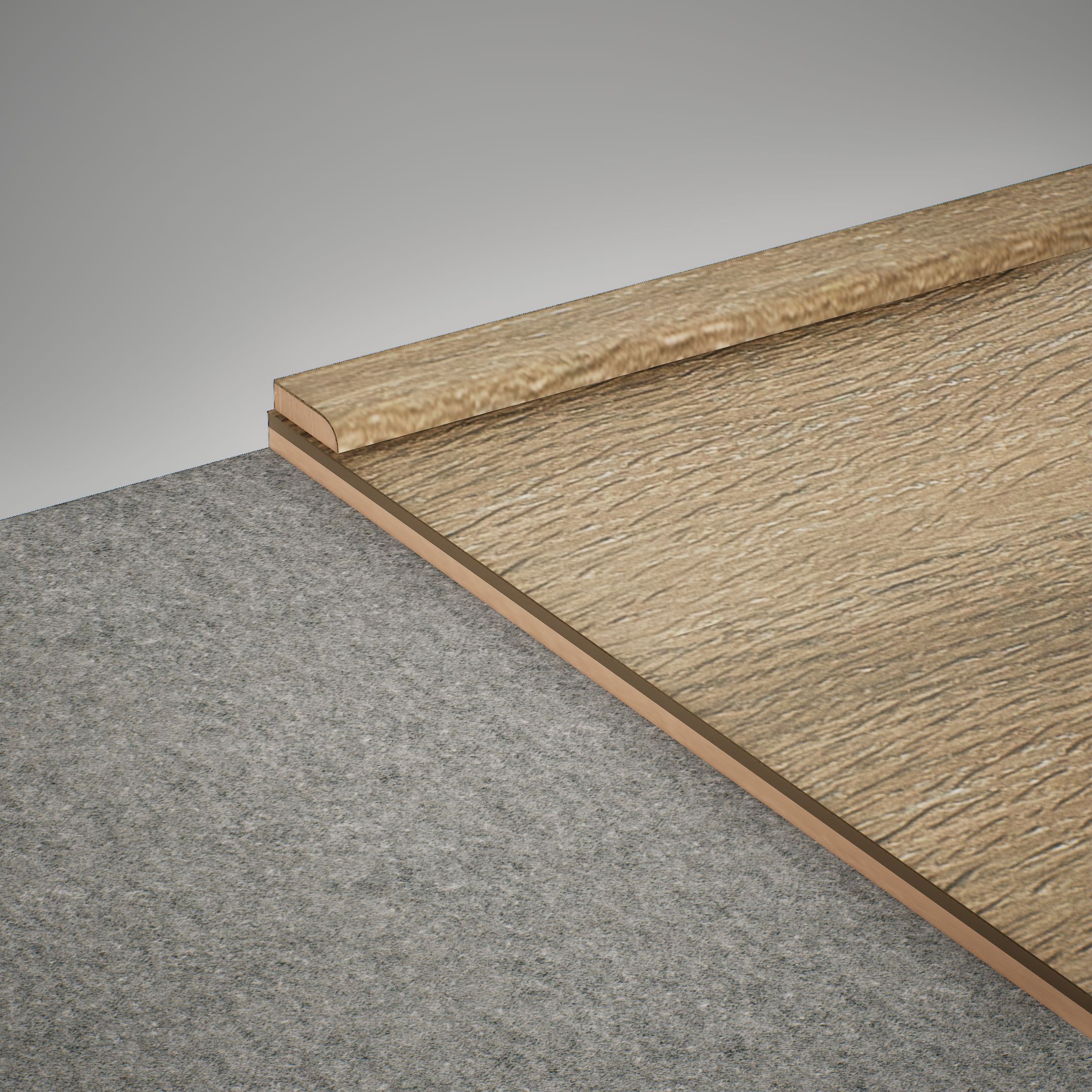 A close-up of a MDF Corner Beading Profile Herringbone PM 00394 B | 8 ft x 18 mm x 12 mm | Compatible for Laminate Wood Floor LF 00296 available at Material Depot in Bangalore