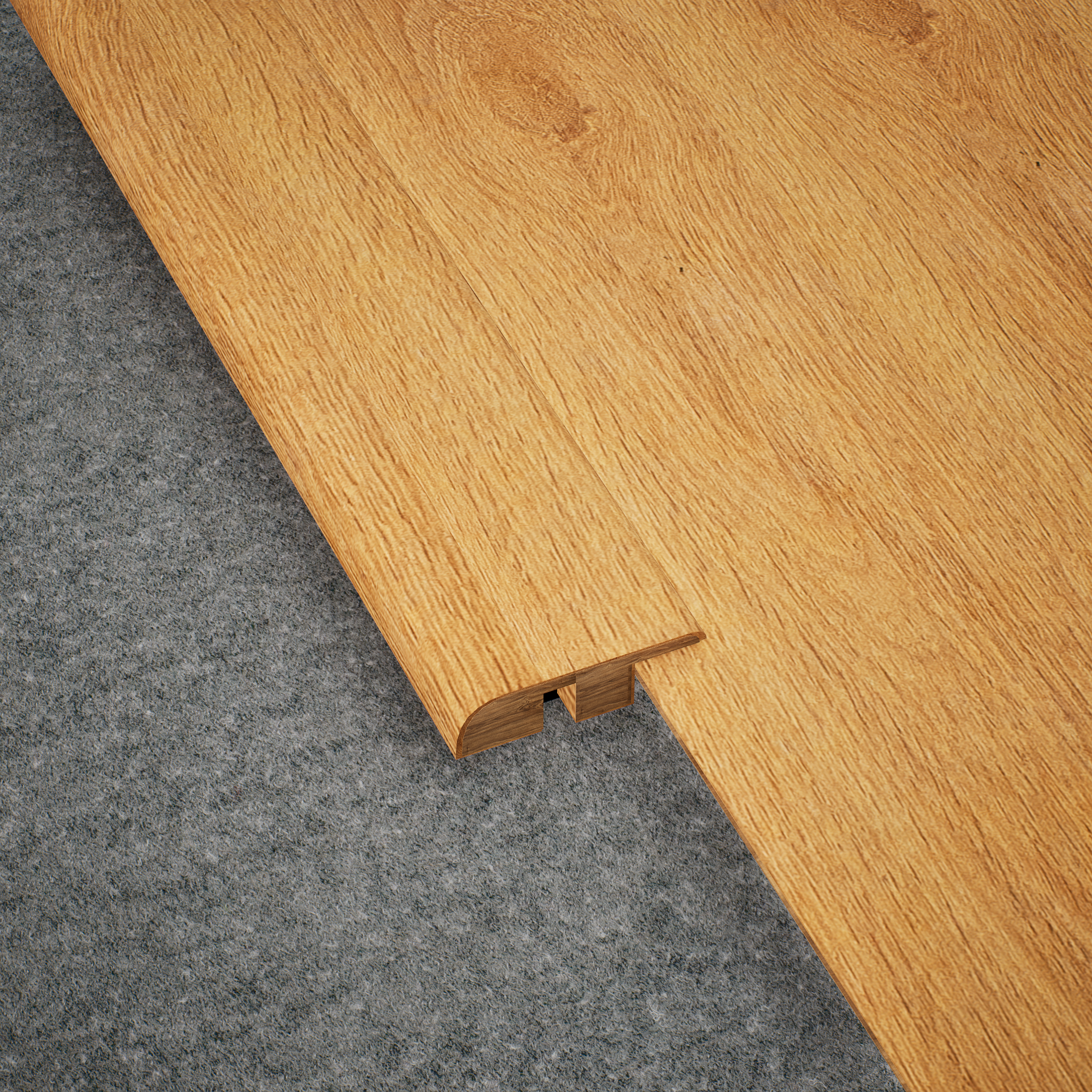 A close-up of a MDF Reducer R Profile Herringbone PM 00398 H | 8 ft x 12 mm x 12 mm | Compatible for Laminate Wood Floor LF 00298 available at Material Depot in Bangalore