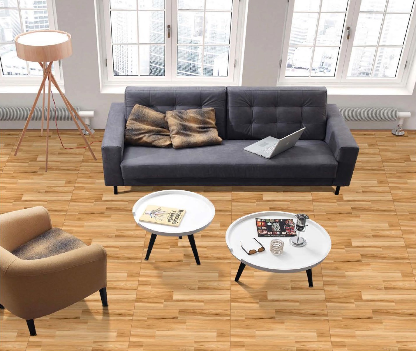 Product Application image of Brown TL 04674 Wood look Tile in Living Room