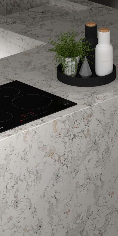 9200 Calacatta Riviera Calacatta Polished Finish Long Vein Texture Quartz - 40 mm | Image 03