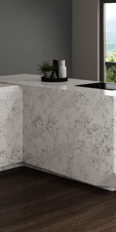 9200 Calacatta Riviera Calacatta Polished Finish Long Vein Texture Quartz - 40 mm | Image 04