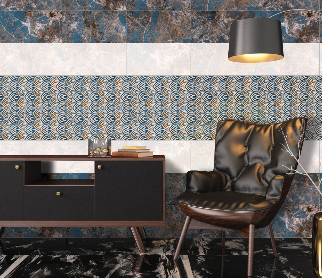 Brazilo Azul Decor 3 600x300 mm Glossy Finish Digital Wall Tile| Image 2