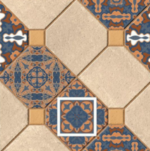 TL 01609 Cream & Blue 16 x 16 inch Matte Finish Vitrified Parking Floor Tile - 12 mm | Image 01