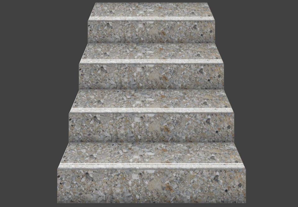 Misty Grey Step Tile Matte Finish TL 02559 Vitrified Stair Tile - 9.5 mm | Set of Step (3x1 ft) and Riser (3 ft x 8 inch) | Image 03