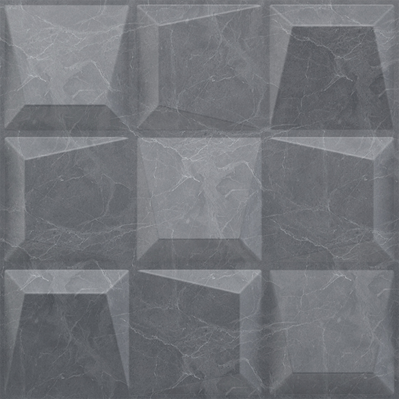 Grey Cubical 3D Wall Panel | 1.6 ft x 1.6 ft | Gray Marble - 15 mm | Image 01