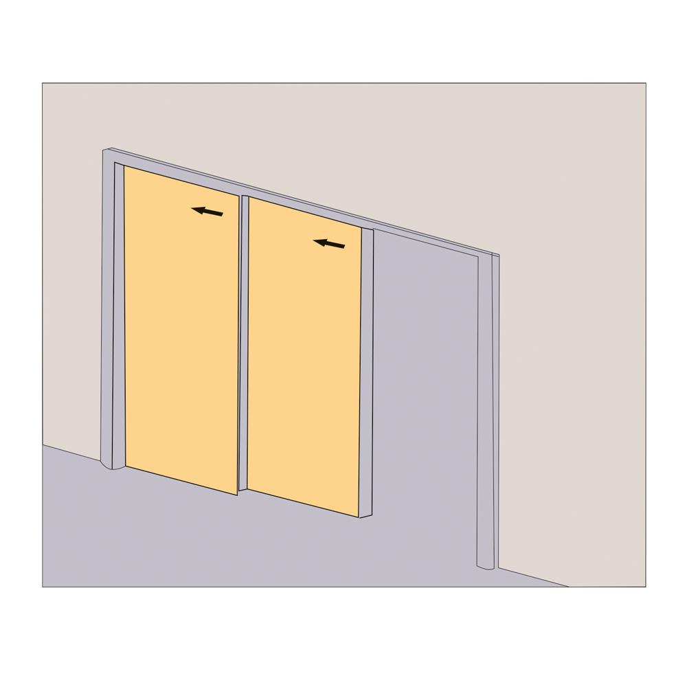 CAWF-1001 2 Wooden Telescopic Sliding Fitting Soft Close Both Side - 1 Fix + 2 Sliding Door| Image 1