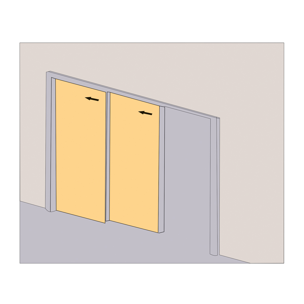 CAWF-903 /2 Wooden Telescopic Sliding Fitting Both Side Soft Close - 1 Fix + 2 Sliding Door| Image 1