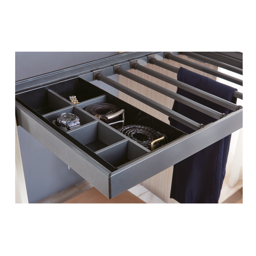 CWAS 507A Storage Box & Trouser Rack Full Extension Slide With Soft Close Adjustment Upto 50mm| Image 1