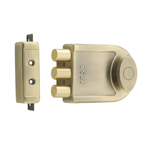 4773 ATQ Finish IPSA Big Tribolt Main Door Rim Lock Lockset With Computer Dimple Key Knob On Inside Small Deadlock| Image 4