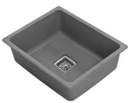 Quro Grey Granite Finish 457 x 606 x 215 mm (18"x24"x8.5") Single Bowl High Grade Premium Quartz Sink| Image 2