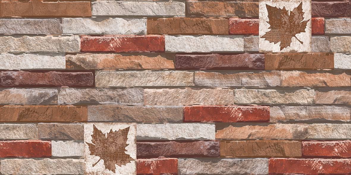 TL 01752 Red & Brown 2 ft x 1 ft Matte Finish Ceramic Elevation Wall Tile - 10 mm | Image 01