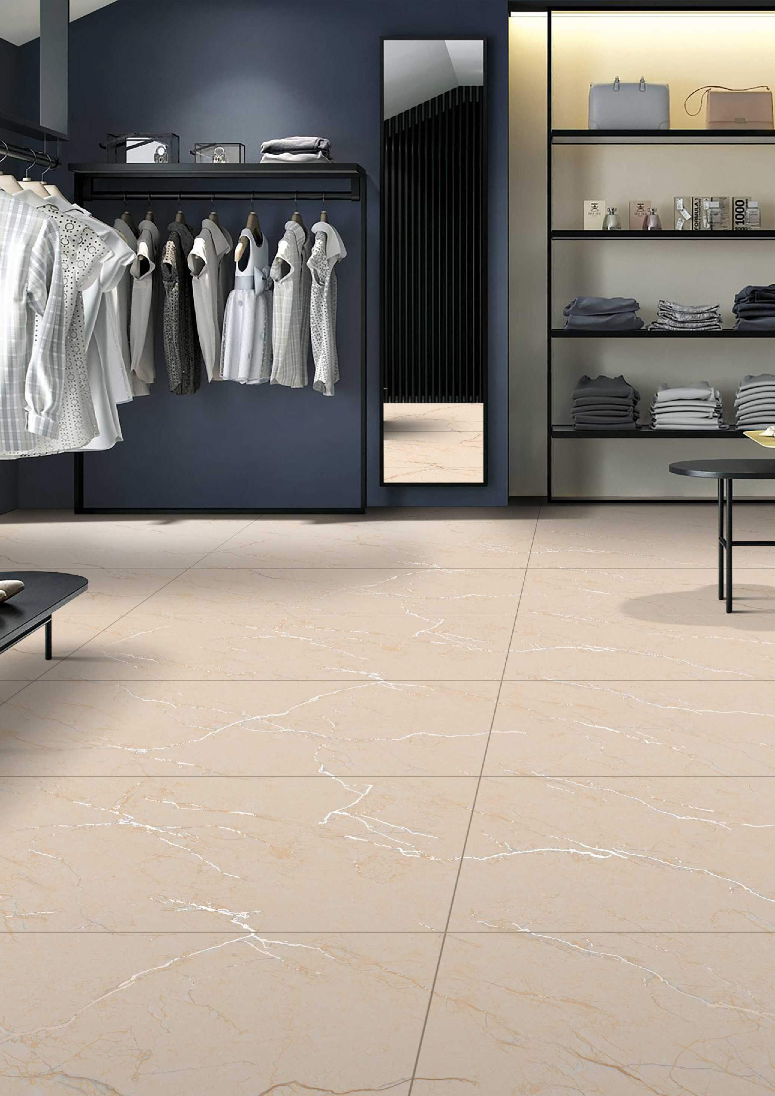 Solace Beige 1200x600 mm Endless Carving Surface GVT Tile - 9 mm