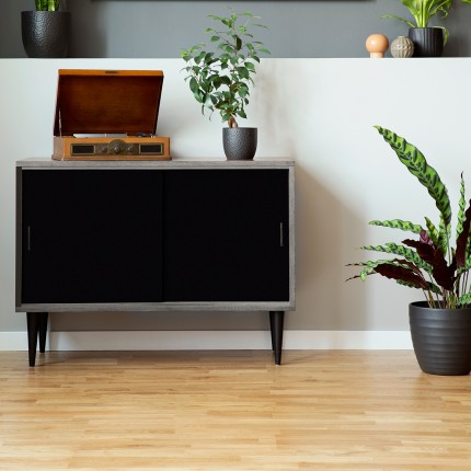 8035 HGS Black  Black Decorative Laminate of 0.8 mm applied on kitchen cabinet with a High Gloss finish available for sale at Material Depot in Bangalore