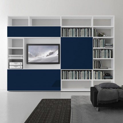 A Wardrobe cabinate application image of a 8051 SF Indigo Blue Decorative Laminate of 0.8 mm with a Suede finish available at Material Depot in Bangalore