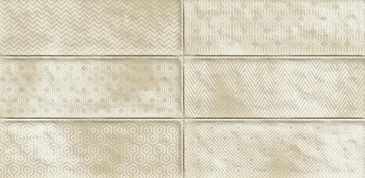 A close-up of a TL 03793 B Beige Geo 300x100 mm Glossy Finish Ceramic Wall  Subway Tile - 10 mm  with a Glossy finish available at Material Depot in Bangalore