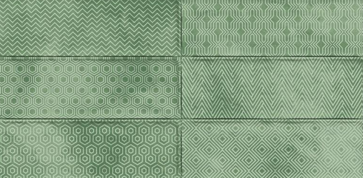 A close-up of a TL 03799 B Green Geo 300x100 mm Glossy Finish Ceramic Wall  Subway Tile - 10 mm  with a Glossy finish available at Material Depot in Bangalore