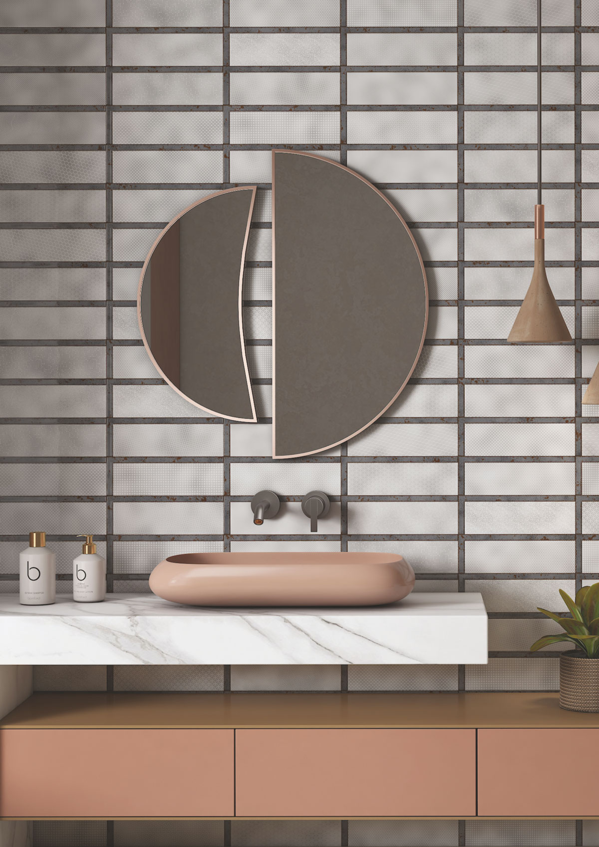 A close-up of a TL 03729 F Gris 300x100 mm Glossy Finish Ceramic Wall  Subway Tile - 5 mm  with a Glossy finish available at Material Depot in Bangalore