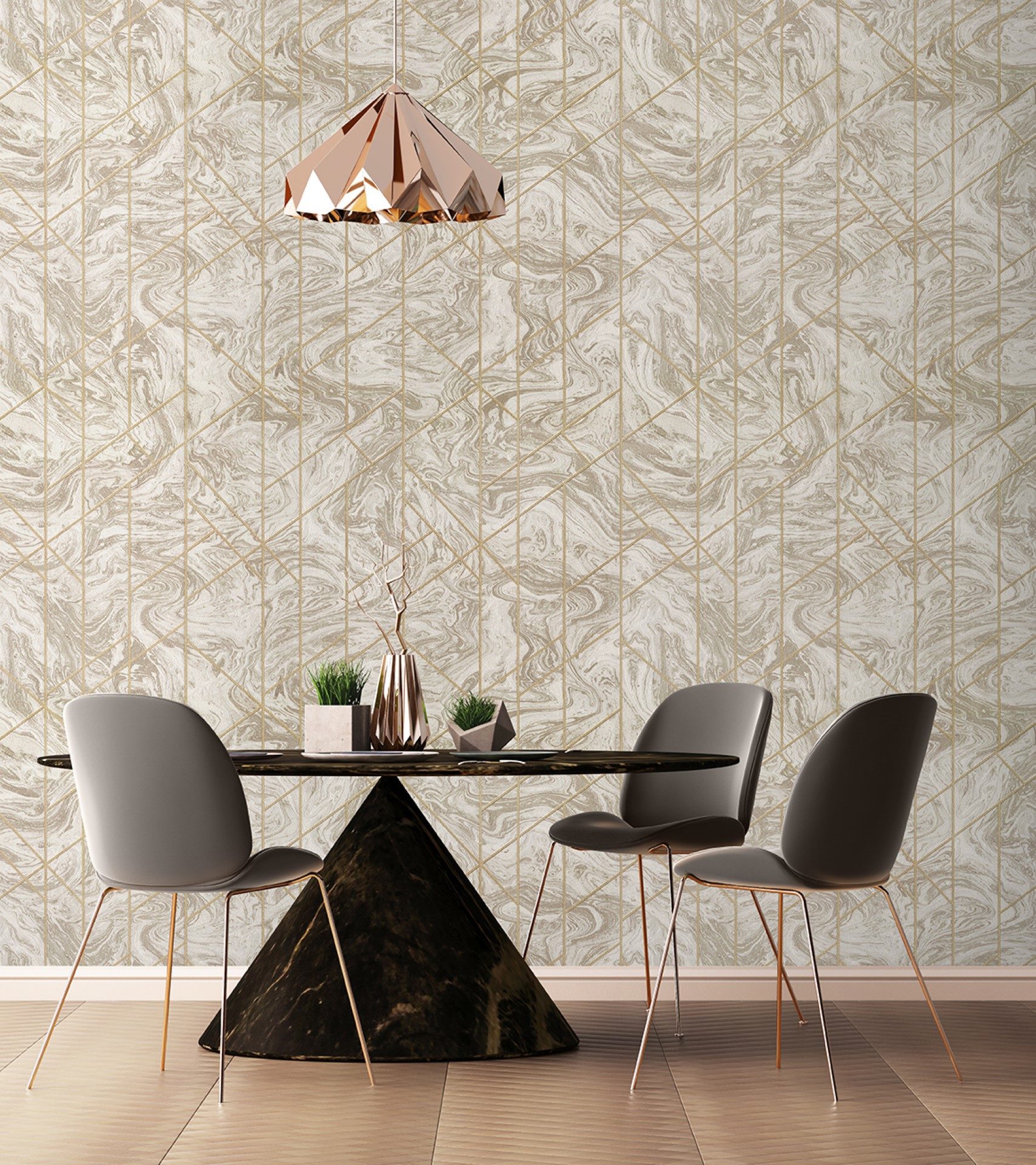 10197-4 | 10 Meter x 21 Inch PVC Geometric Look Wallpaper - 57 Sq. Ft.  02